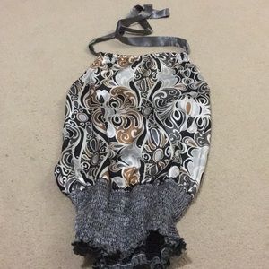 Halter, banded bottom